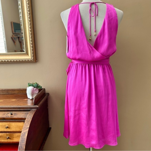 Trina Turk Pink Planetary Mini Dress Faux Wrap Sash Belt Size Small NWT - Picture 8 of 12